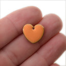 5 ORANGE Enamel Heart Charms, double sided, 15x14mm, chs3362