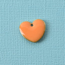 5 ORANGE Enamel Heart Charms, double sided, 15x14mm, chs3362