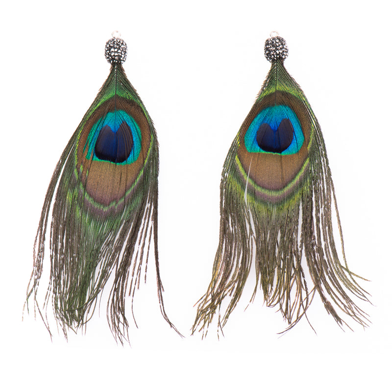 natural peacock feather charm