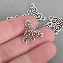50 Silver Chandelier Connector Charms, Spiral Triangle, 1 to 3 connector, 19mm  CHS3771b