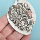 1 Large Native American Chief Warrior Spoon Boho Pendant, SILVER with raised image, 67mm, CHS3772