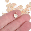 425+ Light Gold Drop Charms, 7mm circle, textured, chs3995b