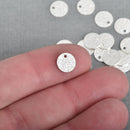 20 BRIGHT SILVER Hammered Metal Coin Sequin Charms Round Dot Charms 8mm chs4050