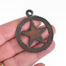 1 LARGE Rustic Metal TEXAS STAR Charm Pendant 1-5/8" chs4073