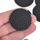 10 BLACK Faux Leather Charms flat round 1.5" chs4254