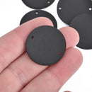 10 BLACK Faux Leather Charms round connector link 28mm chs4257