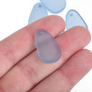5 SKY BLUE Resin Charms Faux Beach Glass Drop Frosted Matte Translucent 24x15mm chs4315
