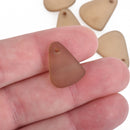 5 MUSHROOM BROWN Resin Charms Faux Beach Glass Drop Frosted Matte Translucent 20x15mm chs4316