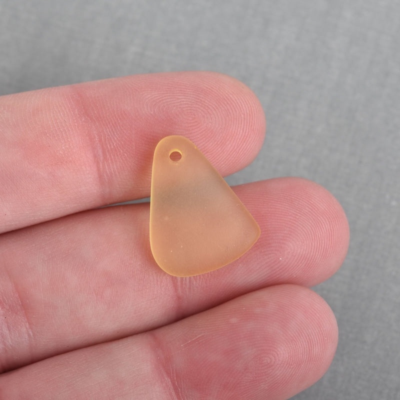 5 YELLOW Resin Charms Faux Beach Glass Drop Frosted Matte Translucent 20x15mm chs4317
