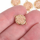 2 CHAMPAGNE Druzy Quartz Gemstone Charms GOLD round connector link 16x11mm chs4500