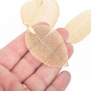 2 Real Leaf Charms LIGHT GOLD 2.5" to 3" long chs4536