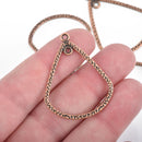 5 Distressed COPPER Open TEARDROP Pendant Charms 39mm, chs4549