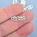 10 Bright Silver 2019 Graduation Charm Pendants, Varsity font, 2019 graduation charm, chs4569