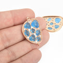 BLUE Cats Eye and Crystal ROSE GOLD Charm Connector Link, Drop Charm, 30mm chs4673