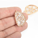 WHITE Cats Eye and Crystal ROSE GOLD Charm Connector Link, Drop Charm, 30mm chs4676