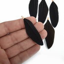 20 BLACK Real Feather Charms with gold bail 2" to 2.5" long, chs4719