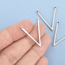 2 Silver Stainless Steel Chevron Bar Connectors Polished Mirror Finish 27x21mm, chs4780