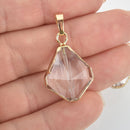1 Crystal Drop Pendant, DIAMOND TEARDROP Clear Glass, Faceted, GOLD Bail, 33x19mm, chs4958