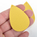 10 YELLOW Faux Leather Teardrop Charm Pendant Vegan Leather, 2-1/4" long chs5017