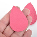 10 PINK Faux Leather Teardrop Charm Pendant Vegan Leather, 2-1/4" long chs5019
