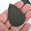10 DARK GREEN Faux Leather Teardrop Charm Pendant Vegan Leather, 2-1/4" long chs5020