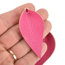 10 PINK Faux Leather Teardrop Charm Pendant Vegan Leather, 2-1/2" long chs5025