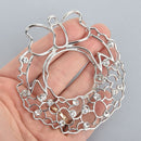 5 Large CHRISTMAS WREATH Charms, silver with clear rhinestone crystals, 3-3/8", chs5246