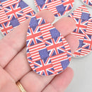 10 Faux Leather Teardrop Charms BRITISH FLAG Vegan Leather Pendant 2-1/4" long chs5259