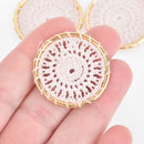 5 Lace Charms PINK Crochet Thread Connector Links Boho charms 33mm chs5314