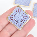 5 Lace Charms PURPLE Crochet Thread Square Connector Links Boho charms 30mm chs5323
