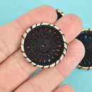 5 Lace Charms BLACK Crochet Thread Connector Links Boho Dream Catcher charms 30mm chs5368
