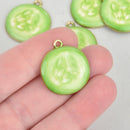 5 CUCUMBER Charms Gold Plated Metal 1" diameter chs5421