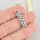 1 SILVER Druzy Bar Charm, Gemstone gold rectangle 1-1/8" chs5561
