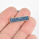 1 BLUE IRIS Druzy Bar Charm, Gemstone gold rectangle connector link, top loops, 1" chs5567