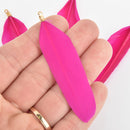 20 MAGENTA PINK Real Feather Charms Goose feathers with gold bail 3" long, chs5640