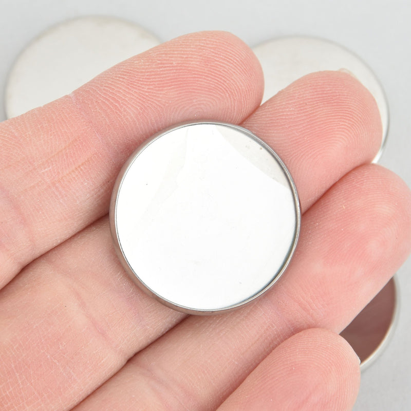 10 stainless steel cabochon bezel setting components, fits 25mm round inside bezel, chs5796