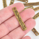 8 Bronze BLESSED Hammered Metal Charms, religious charms, bar pendant, chs5848