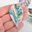 10 Glitter Faux Leather Leaf Teardrop Charm Pendant Vegan Leather, 2-1/2" long chs5849