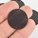 10 BLACK Flat Round Charms, Perforated Filigree Findings 25mm, chs5870