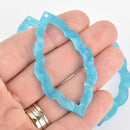 4 Acrylic Open Leaf Charms TURQUOISE BLUE Terrazzo 2.5" chs5974