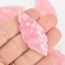 4 Acrylic Leaf Charms LIGHT PINK PEARL Terrazzo 2" chs5980