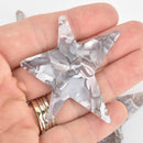 4 Acrylic Star Charms GRAY MIST Terrazzo 2-3/8" chs5997