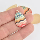 5 Teardrop Charms, Copper with Stardust Gold and Enamel, 1", chs6839