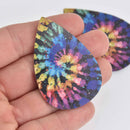 5 Faux Leather Teardrop Charms TIE DYE Vegan Pendant 2-1/4" long chs7202