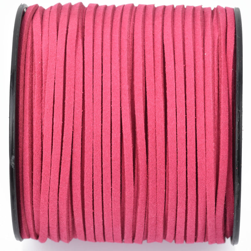 90m Spool of Faux Suede Lacing Cord, HOT PINK 3mm x 1.5mm cor0153