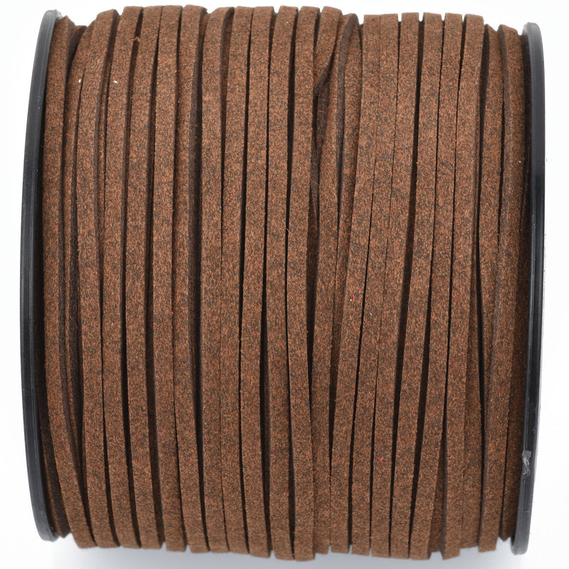 90m Spool of Faux Suede Lacing Cord, ESPRESSO BROWN 3mm x 1.5mm cor0155