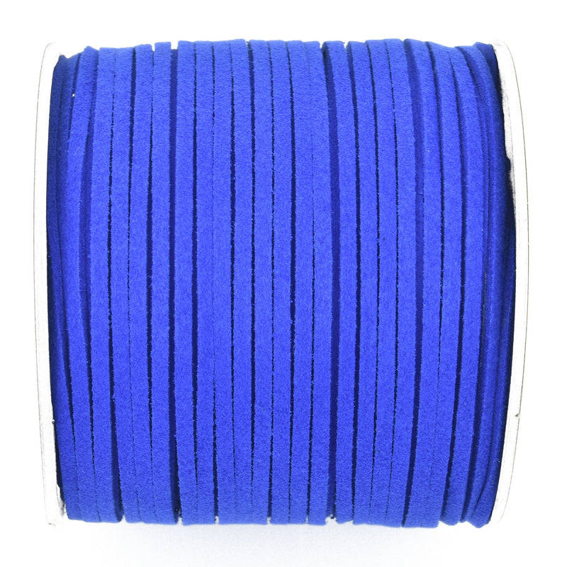 90m Spool of Faux Suede Lacing Cord, ROYAL BLUE 3mm x 1.5mm cor0170