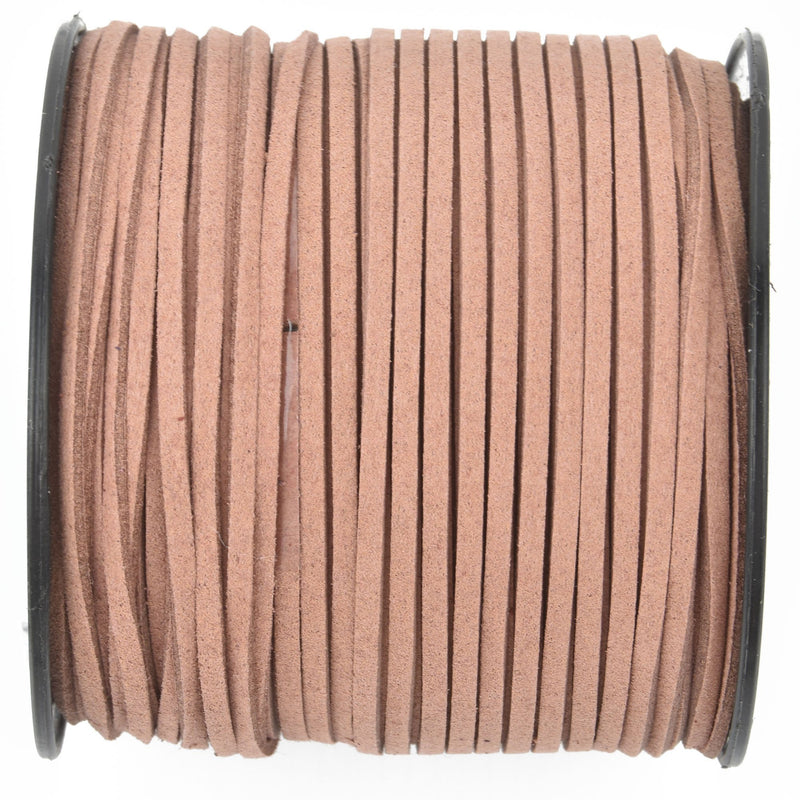 90m Spool of Faux Suede Lacing Cord, BROWN 3mm x 1.5mm cor0171