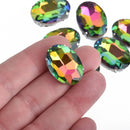 4 RAINBOW VITRAIL Crystal OVAL Findings Sew On Montee Beads 25x18mm cry0198