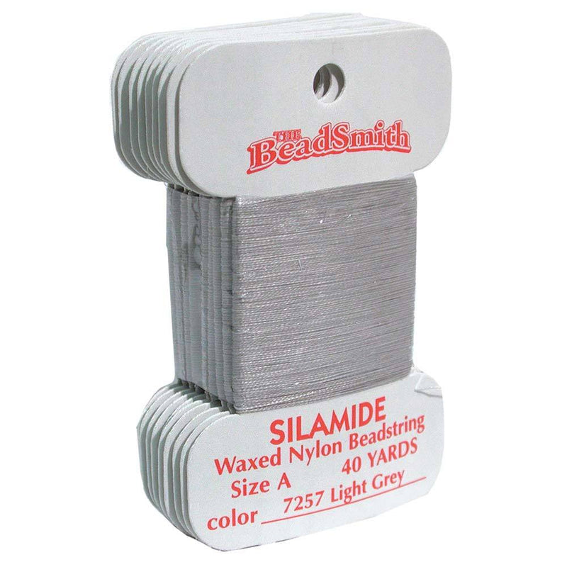 Light Gray Silamide Bead Thread, Size A, Waxed nylon beadstring, 40 yd